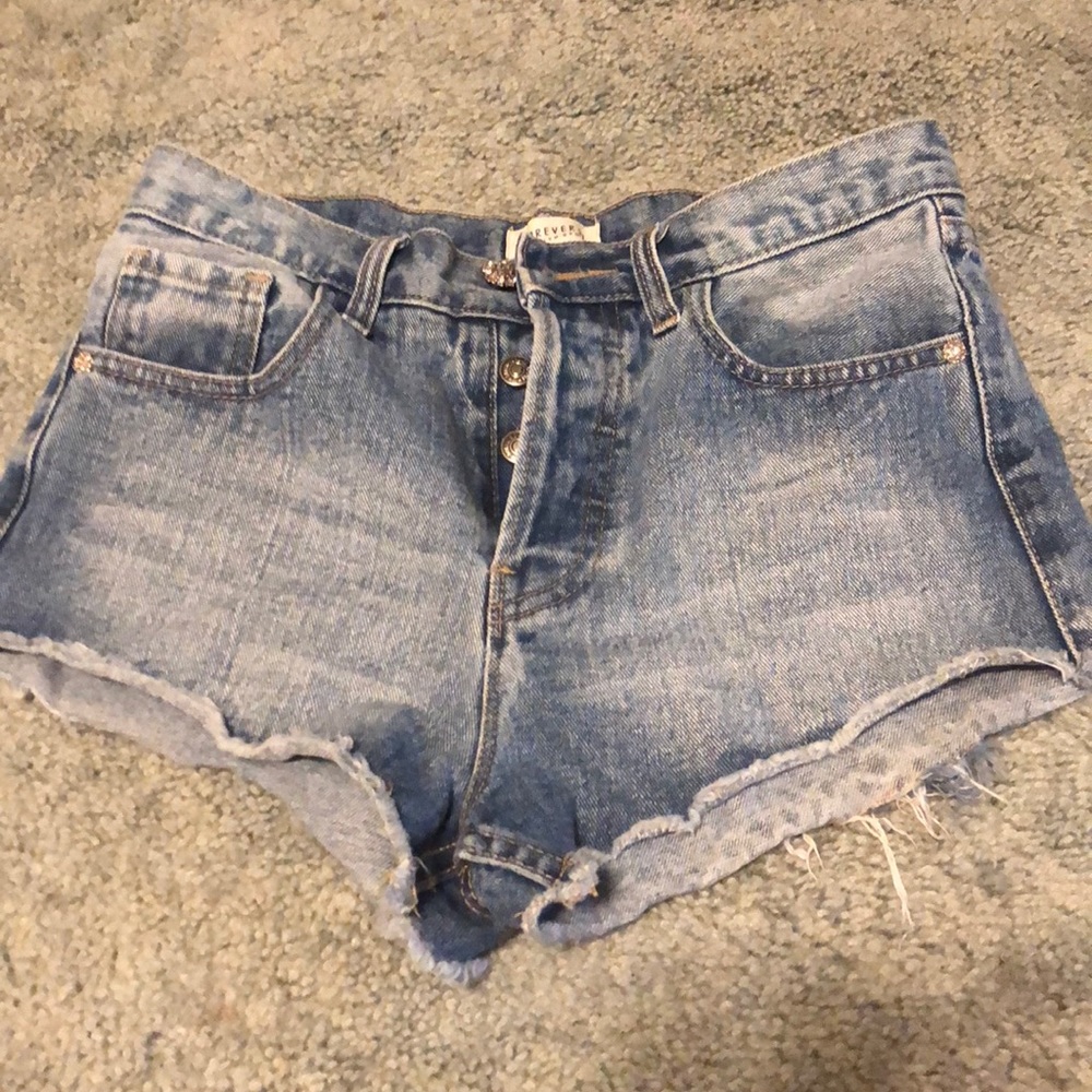 High waisted denim shorts
